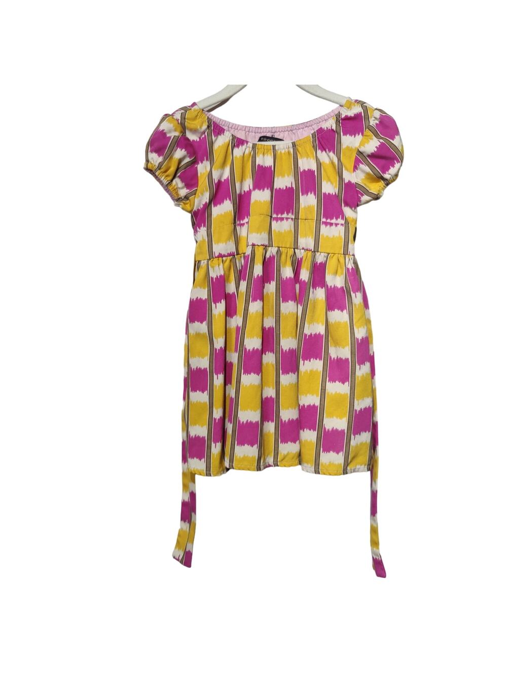Tocca Girls Sz 2 Silk Blend Pink Yellow Ikat Dress Bow